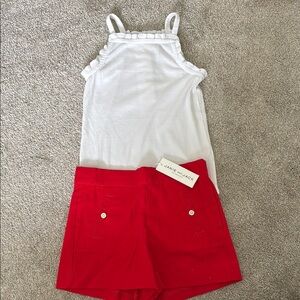 Janie and Jack White Tank Top and Red Shorts Set